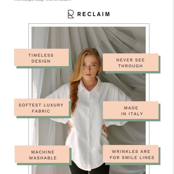 Reclaim Hero shirt (NWT) oversized white dress shirt - Picture 2 of 4